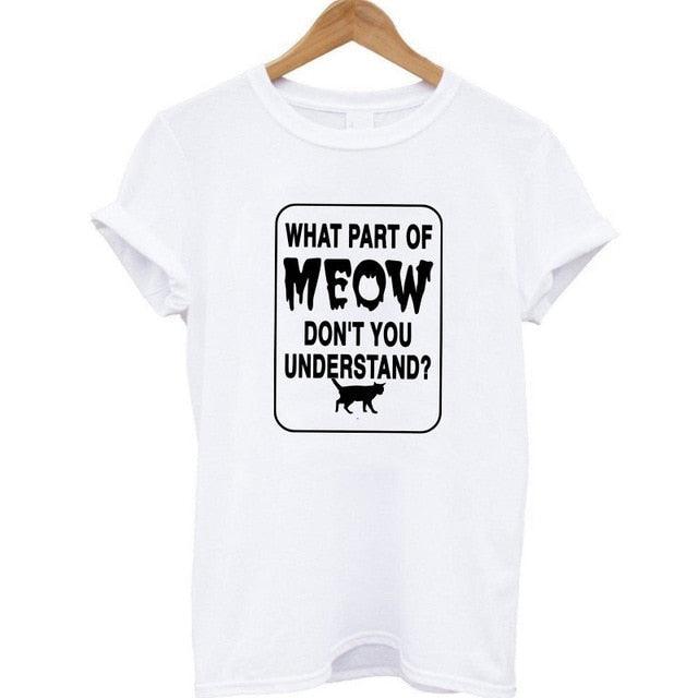100% Cotton Meow Print Women Cat Casual Funny Shirt Top Tee Hipster T-Shirt The Clothing Company Sydney