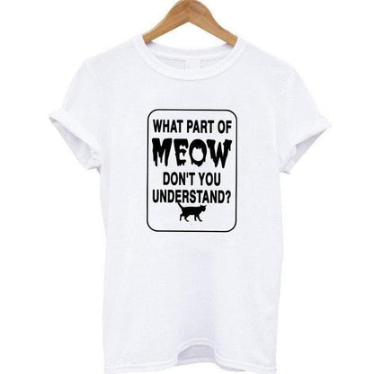 100% Cotton Meow Print Women Cat Casual Funny Shirt Top Tee Hipster T-Shirt The Clothing Company Sydney