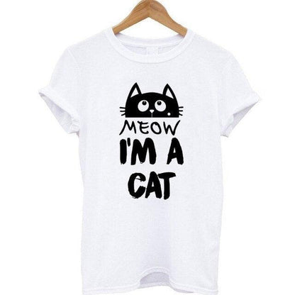 100% Cotton Meow Print Women Cat Casual Funny Shirt Top Tee Hipster T-Shirt The Clothing Company Sydney