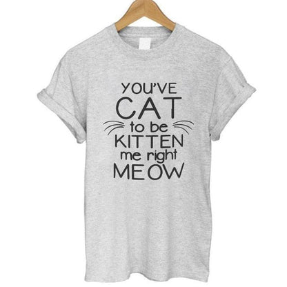 100% Cotton Meow Print Women Cat Casual Funny Shirt Top Tee Hipster T-Shirt The Clothing Company Sydney