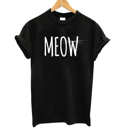100% Cotton Meow Print Women Cat Casual Funny Shirt Top Tee Hipster T-Shirt The Clothing Company Sydney