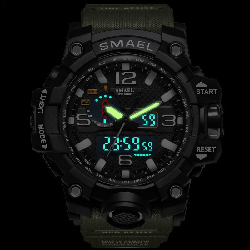 Mens Sports Dual Display Analog Digital LED Electronic Quartz Wristwatches Waterproof Swimming Military Watch The Clothing Company Sydney