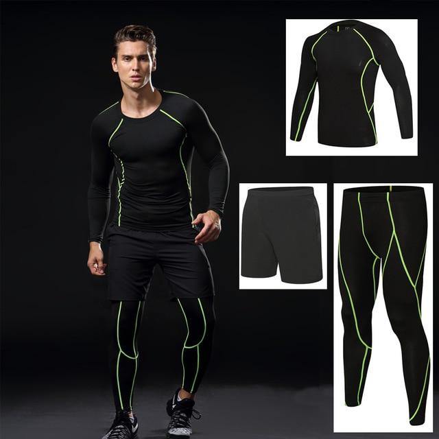 3 Piece Men Gym running sets compression Gym Fitness tight sets sportswear sport basketball jerseys training kit The Clothing Company Sydney