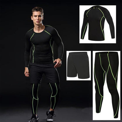 3 Piece Men Gym running sets compression Gym Fitness tight sets sportswear sport basketball jerseys training kit The Clothing Company Sydney