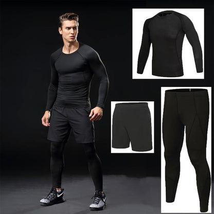 3 Piece Men Gym running sets compression Gym Fitness tight sets sportswear sport basketball jerseys training kit The Clothing Company Sydney