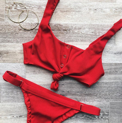 2 Piece Front Tie Bra Low Waist G String Bikini Swimwear Swimsuit The Clothing Company Sydney