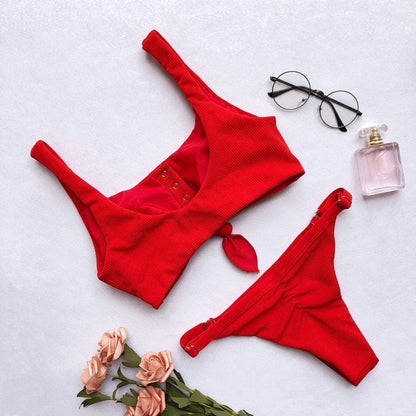 2 Piece Front Tie Bra Low Waist G String Bikini Swimwear Swimsuit The Clothing Company Sydney