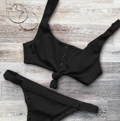 2 Piece Front Tie Bra Low Waist G String Bikini Swimwear Swimsuit The Clothing Company Sydney