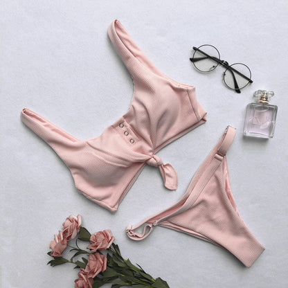 2 Piece Front Tie Bra Low Waist G String Bikini Swimwear Swimsuit The Clothing Company Sydney
