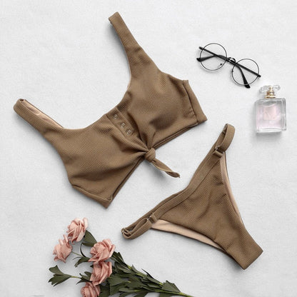 2 Piece Front Tie Bra Low Waist G String Bikini Swimwear Swimsuit The Clothing Company Sydney