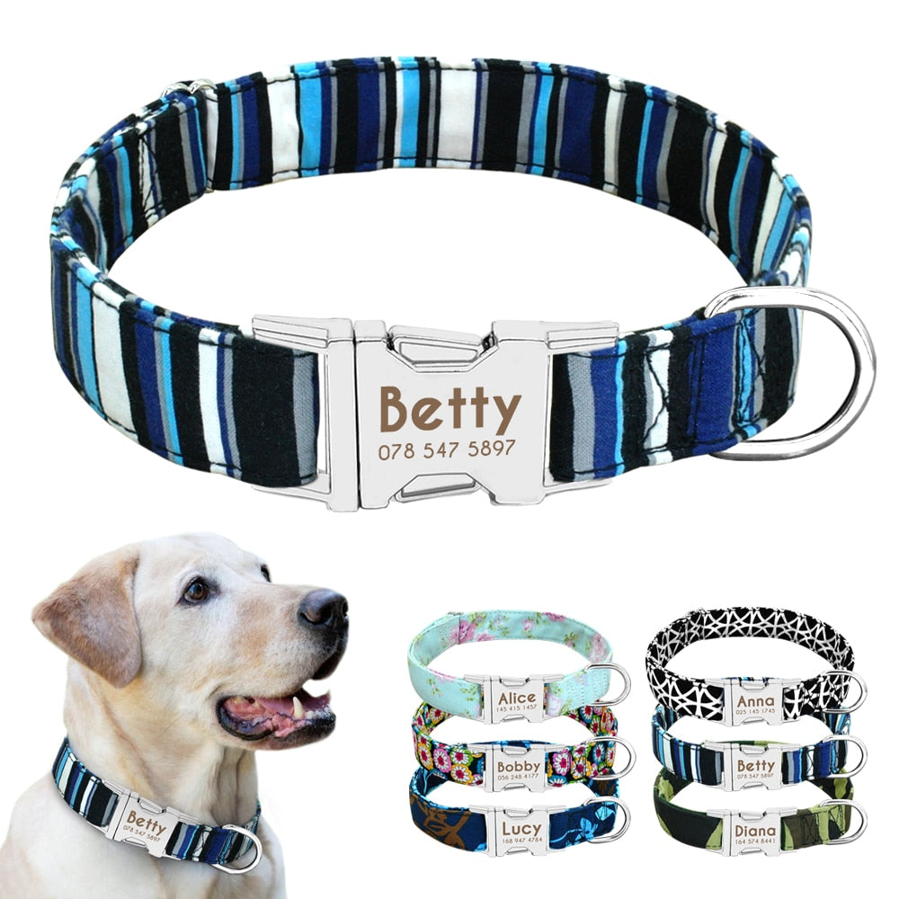 Nylon Personalized Custom Dog ID Tag Collar Engraved Nameplate Pet Cat Collar Anti loss for Small Medium Large Dogs The Clothing Company Sydney