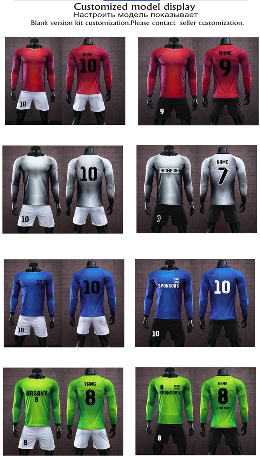 Long Sleeve Men's Ladies Kids Youth Football Jersey Kit Tracksuit Custom Soccer training jersey suit Goalkeeping Soccer Uniforms The Clothing Company Sydney