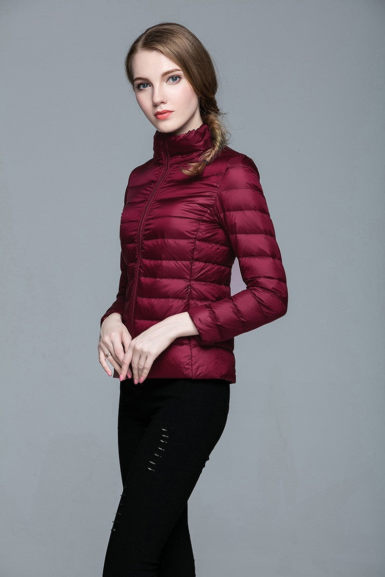 Ladies Stand Collar Duck Down Ultra Light Slim Long Sleeve Parka Puffer Jacket The Clothing Company Sydney