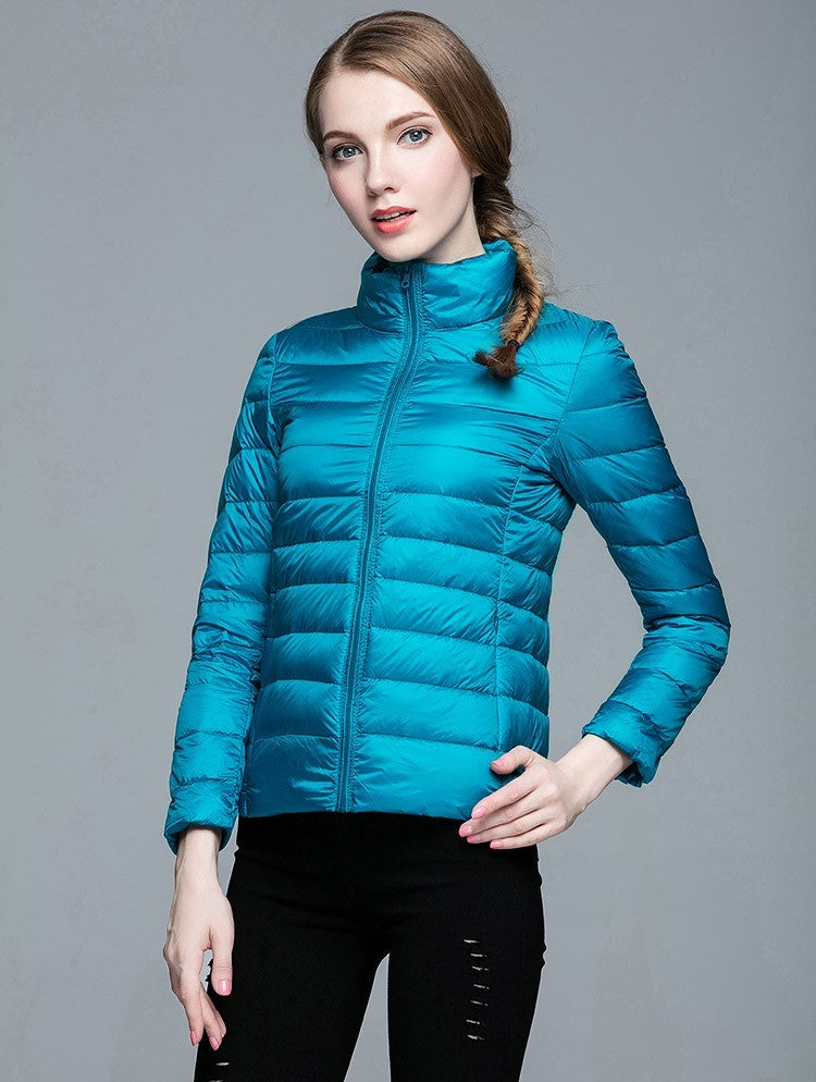 Ladies Stand Collar Duck Down Ultra Light Slim Long Sleeve Parka Puffer Jacket The Clothing Company Sydney