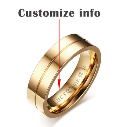 Personalised Trendy Wedding Bands Rings for Women Men Love Gift Gold Colour Stainless Steel Couple Jewellery The Clothing Company Sydney
