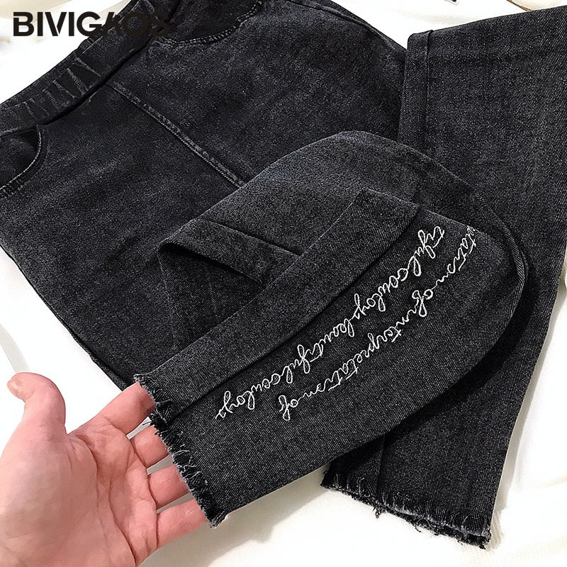 Spring Embroidered Letters Washed Jeans Leggings Skinny Slim Woven Pencil Pants Jeans Jeggings The Clothing Company Sydney