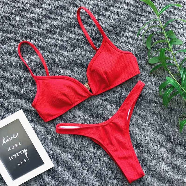 2 Piece Padded Push Up Strapless Ruffle Bra Low Waist Bikini Swimwear Set The Clothing Company Sydney