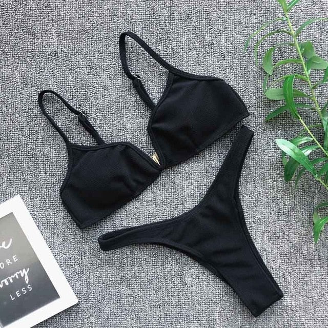 2 Piece Padded Push Up Strapless Ruffle Bra Low Waist Bikini Swimwear Set The Clothing Company Sydney