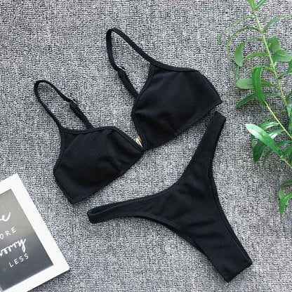 2 Piece Padded Push Up Strapless Ruffle Bra Low Waist Bikini Swimwear Set The Clothing Company Sydney