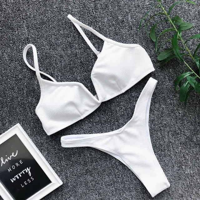 2 Piece Padded Push Up Strapless Ruffle Bra Low Waist Bikini Swimwear Set The Clothing Company Sydney