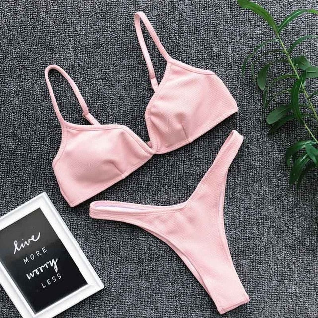 2 Piece Padded Push Up Strapless Ruffle Bra Low Waist Bikini Swimwear Set The Clothing Company Sydney