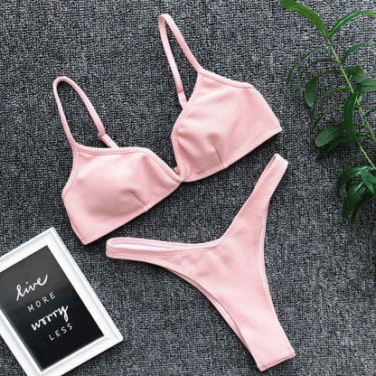2 Piece Padded Push Up Strapless Ruffle Bra Low Waist Bikini Swimwear Set The Clothing Company Sydney