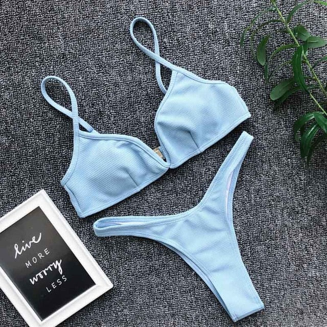 2 Piece Padded Push Up Strapless Ruffle Bra Low Waist Bikini Swimwear Set The Clothing Company Sydney
