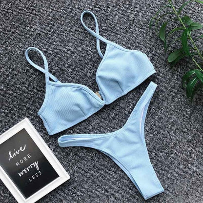 2 Piece Padded Push Up Strapless Ruffle Bra Low Waist Bikini Swimwear Set The Clothing Company Sydney