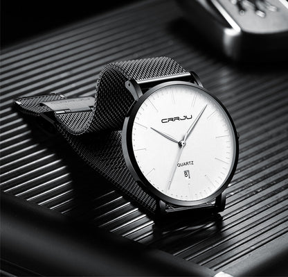 Men's Luxury Blue Waterproof Ultra Thin Date Simple Casual Quartz Watch The Clothing Company Sydney