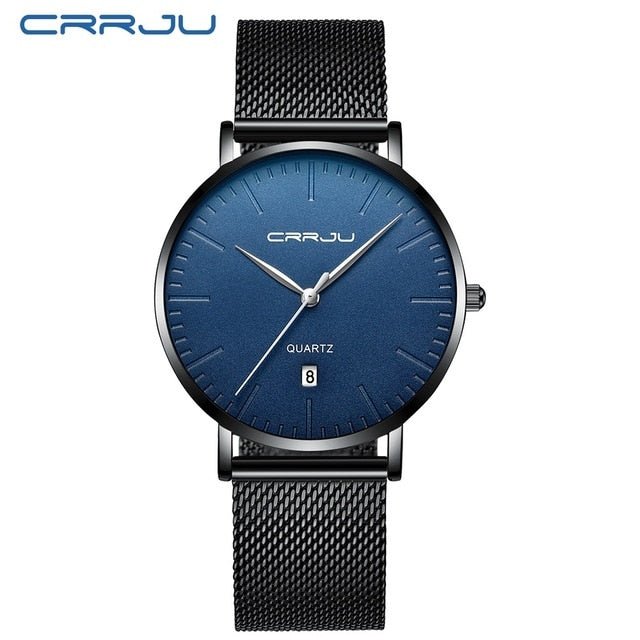 Men's Luxury Blue Waterproof Ultra Thin Date Simple Casual Quartz Watch The Clothing Company Sydney