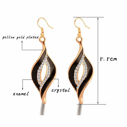 Charm White Black Enamel Gold Leaf Drop Earrings Fashion Jewelry The Clothing Company Sydney