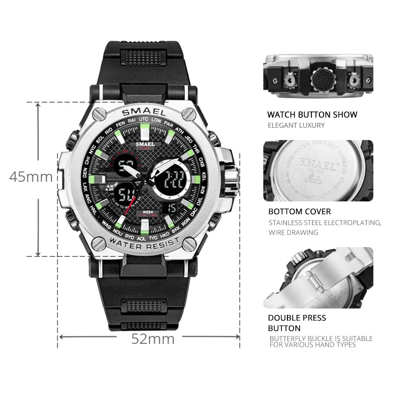 Men's Sport watch LED 50m water Resistant digital Multifunction Quartz Wristwatches The Clothing Company Sydney