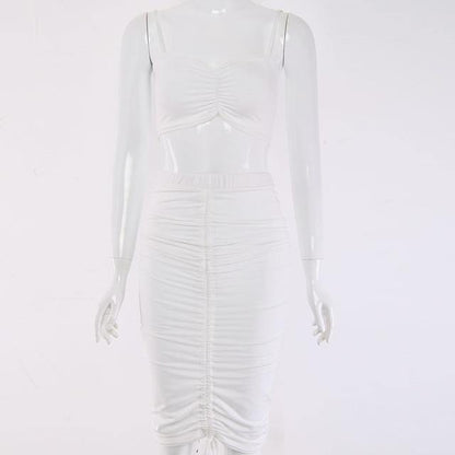 2 Piece Set Women Green Summer Outfits Ruched Tight Sexy Two Piece Set Crop Top And Skirt Set Club Wear Matching Sets The Clothing Company Sydney