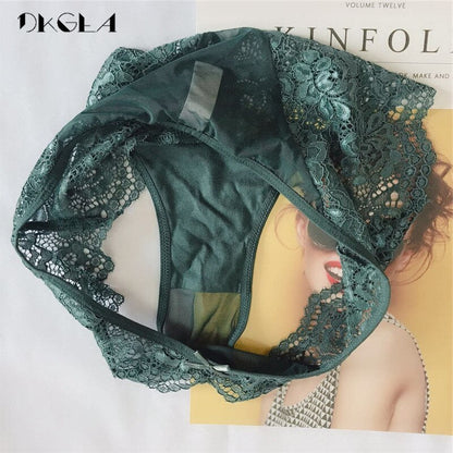 3 Piece Low-rise White+Green+Red wine Underwear Lace Transparent Briefs Hollow Out Embroidery Panty The Clothing Company Sydney